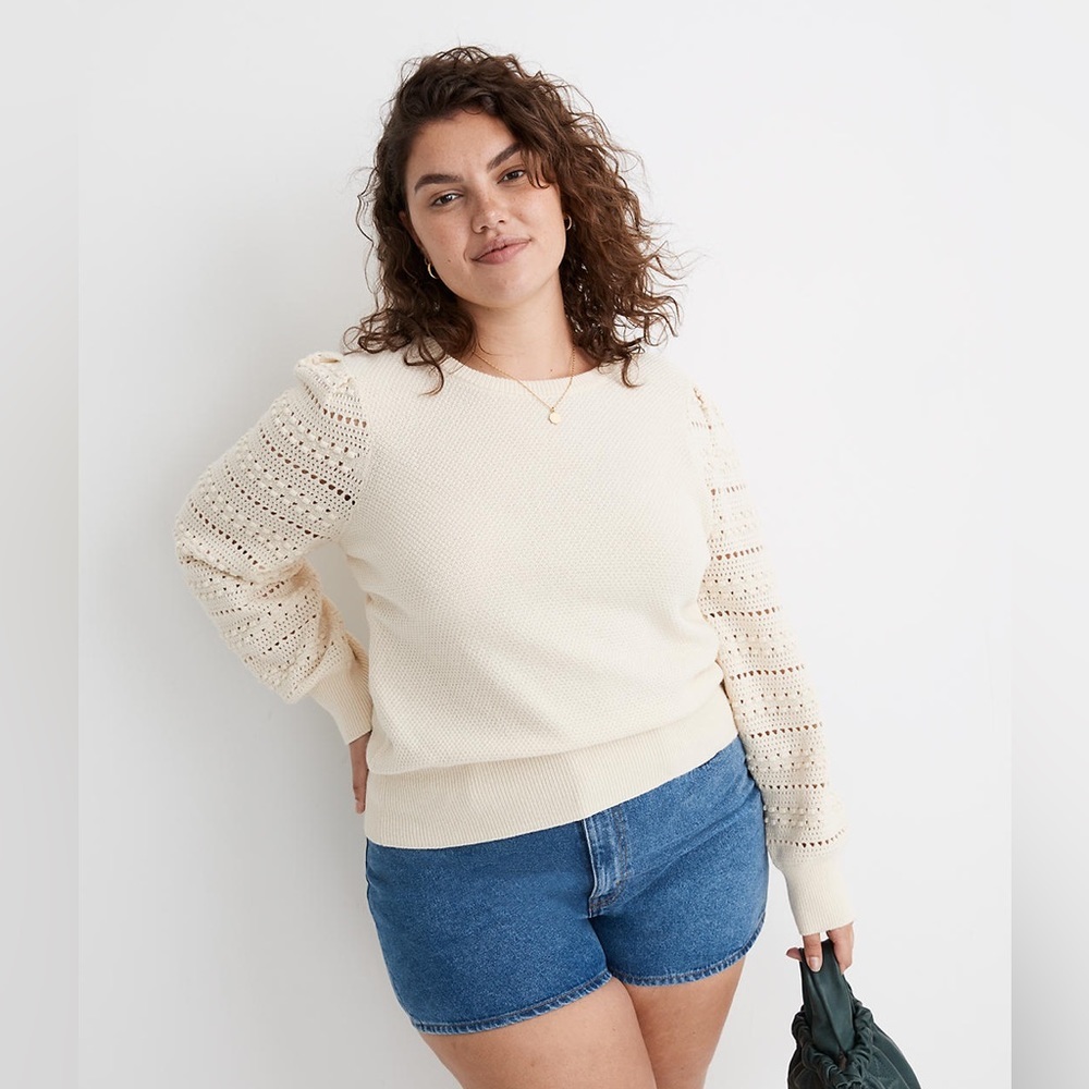Madewell Bobble-Sleeve Pullover Sweater, NG691, XXS